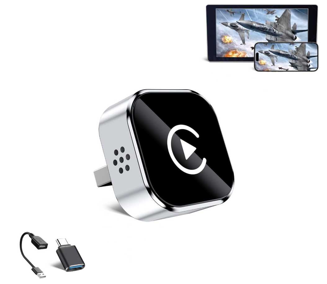 HYPAX Wireless CarPlay Adapter4 in 1 Screen Mirror Link Car Adapter Android Auto MultiUser Seamless Connection Converts Wired to Wireless CarPlay Adapter  No Latency from iOS 10+ to Screen w/USBC