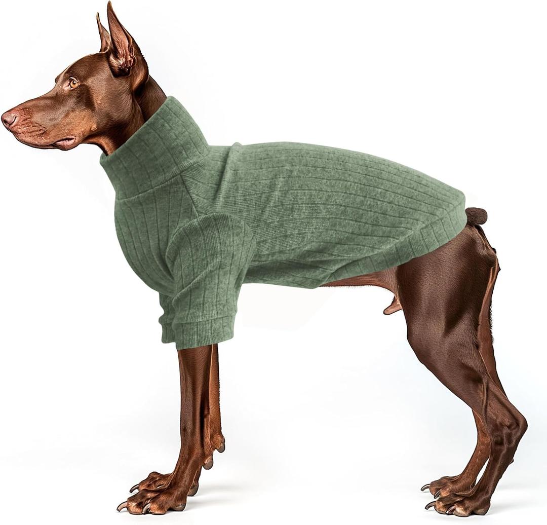 Dog Turtleneck Knitted Shirt Stretchy Pullover Sweater Winter Warm Puppy Clothes for Small Medium Dogs (Grayish Green), 