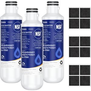 Stokk LT1000P ADQ747935 Refrigerator Water Filter Replacement, Compatible with LG LT1000P/PC/PCS, MDJ64844601, ADQ74793501, ThinQ, LMXS28626S, LFXS26973S, ADQ74793502 and LT120F Air Filter, 3Combo