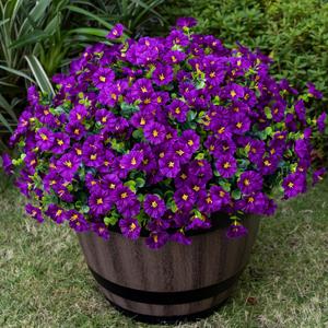 Nigirior Artificial Faux Flowers for Outdoor 16 Bundles Boxwood Fake Morning Glory for Planter,UV Resistant Fake Flowers for Home Porch Patio OutsideFuchsia