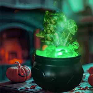 Halloween Indoor/Outdoor Decorations Cauldron with Skeleton Decoration Black Witch Themed Dining Table Halloween Party Decor (Witch's Cauldron) Gre