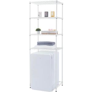 Zvyteay 4 Tier Mini Fridge Shelf Adjustable Height Storage Shelf Metal Storage Rack Mini Fridge and Microwave Stand for Dorm, Kitchen, Office, White, 24"W x 18"D x 73"H
