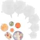 Silicone Stretch Lids 6 Pack Reusable Food Covers,Flexible Silicone for Bowls, Containers, Fruits Airtight & Leakproof Seal for Kitchen Storage(Transparent)