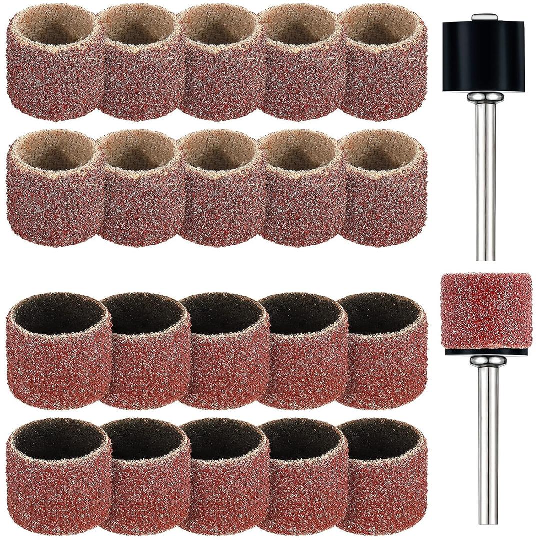 22 Pet Nail Grinder Replacement Kit with Grit Sanding Bands Pet Smoother Claw Care Black Grinding Drums Dog Nail Grinder Replacement Dog Claw Grooming Supplies(1/2 Inch 60 Grit and 100 Grit)