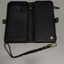 Defencase for iPhone 13 Pro Max Magnetic Wallet Case Compatible with Magsafe with RFID Blocking Zipper Strap Card Holder for Women, PU Leather Detachable Case for iPhone 13 Pro Max (6.7"), Black