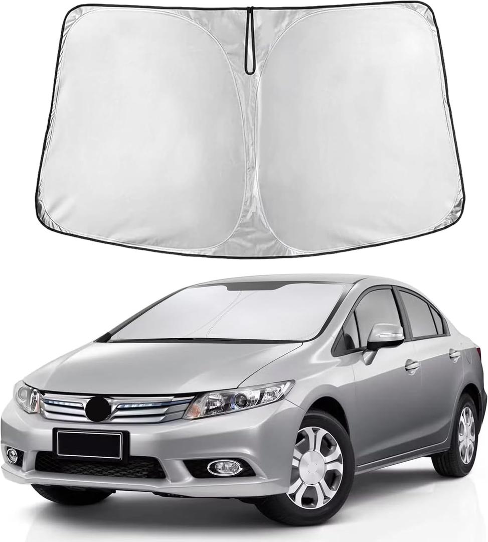 EcoNour Windshield Sunshade Compatible for Honda Civic 2006-2009 2010 2011, Sun Visor for Front Windshield & Window Sun Shade Cover, UV Heat Blocker & Protector, Car Accessories