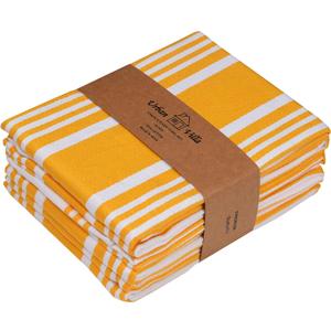 Urban Villa Kitchen Towels 100% Cotton Pack of 6, Highly Absorbent Quick Drying Super Soft Premium Dish Towels for Kitchen with Hanging Loop Hand & Tea Towels - 20x30 Inch, (Yellow & White, Striped)