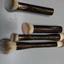 MAANGE 4 PCS Foundation Makeup Brush Set Double-ended Kabuki Contour Brush for Liquid Powder Concealer Cream Cosmetics Blending Blush Face Makeup Tools Kit (Coffee)