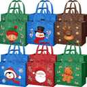 Clysee 12 Pcs Christmas Gift Bags with Handles 12.6 x 9.8 x 6.7 Inch Large Non-Woven Tote Bags Christmas Reusable Treat Bags for Gifts Wrapping Shopping Xmas Holiday Party Favors
