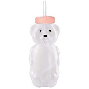 Honey Bear Straw Cups, Juice Bear Bottle Drinking Cup Long Straws with 4 Flexible Straws & Cleaning Tools, 8-Ounce Therapy Sippy Bottles for Speech and Feeding Training, Food-Grade & BPA Free 3 Pack