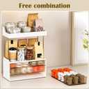 caktraie 2 Pack Bathroom Organizers and Storage - 3 Drawers 2 Tier Makeup Organizer, Cosmetic Storage Drawer for Dresser Countertop and Bathroom Vanity for Large Skincare, Perfume, Amber