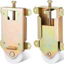 Therwen 2 Pcs 2-1/2 Inch Sliding Mirror Closet Door Roller Wheels Replacement Assembly 1-1/2 Inch Nylon Concaved Ball Bearing Wheels, Sliding Glass Screen Door Hardware Fits