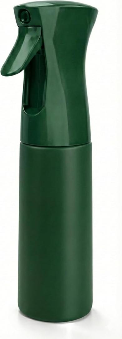 Hula Home Continuous Spray Bottle for Hair (10.1oz/300ml) Empty Ultra Fine Plastic Water Mist Sprayer  For Hairstyling, Cleaning, Salons, Plants, Essential Oil Scents & More - Green