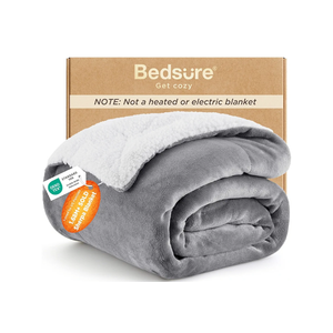 Bedsure GentleSoft Sherpa Fleece Twin Blanket for Couch, Non-Heated, Thick and Warm Throw for Women and Men, Soft Fuzzy Plush Blanket for Winter, Grey, 60x80 Inches