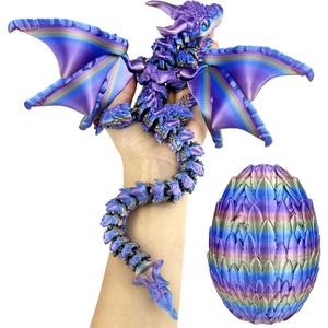 Large Dynamic 3D Printed Dragon Egg with Dragons Inside 3D Printed Flexible Articulated Crystal Animals with Movable Wings , Flying Fidget Bird with Eyes Model for Desktop Home Decoration(SCYZ) (Silk Universe)