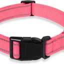 Reflective Dog Collar with Buckle Adjustable Safety Nylon Collars for Small Medium Large Dogs, Light Pink M