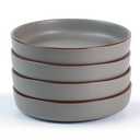 famiware Mercury Pasta Bowls Set of 4, 33 oz Large Salad Bowls, Ceramic Pasta Plates Bowls, Serving Bowls for Kitchen, Microwave & Dishwasher Safe, Dark Gray