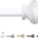 H.VERSAILTEX Curtain Rods for Windows 16.2 to 28.2 Inches 3/4 inch Diameter Adjustable Decorative Telescoping Curtain Rod with Brackets Heavy Duty Splicing Window Rods with Classic Finials, White