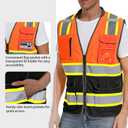 Reflective Safety Vest for Men and Women - High Visibility Construction Vest - Dual Tone Reflective Strips (Large, Orange-black)