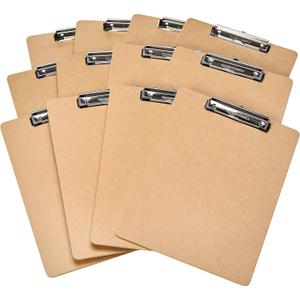 Amazon Basics Hardboard Office Clipboard,Letter Size, 9" x 12.5", 12-Pack, Brown