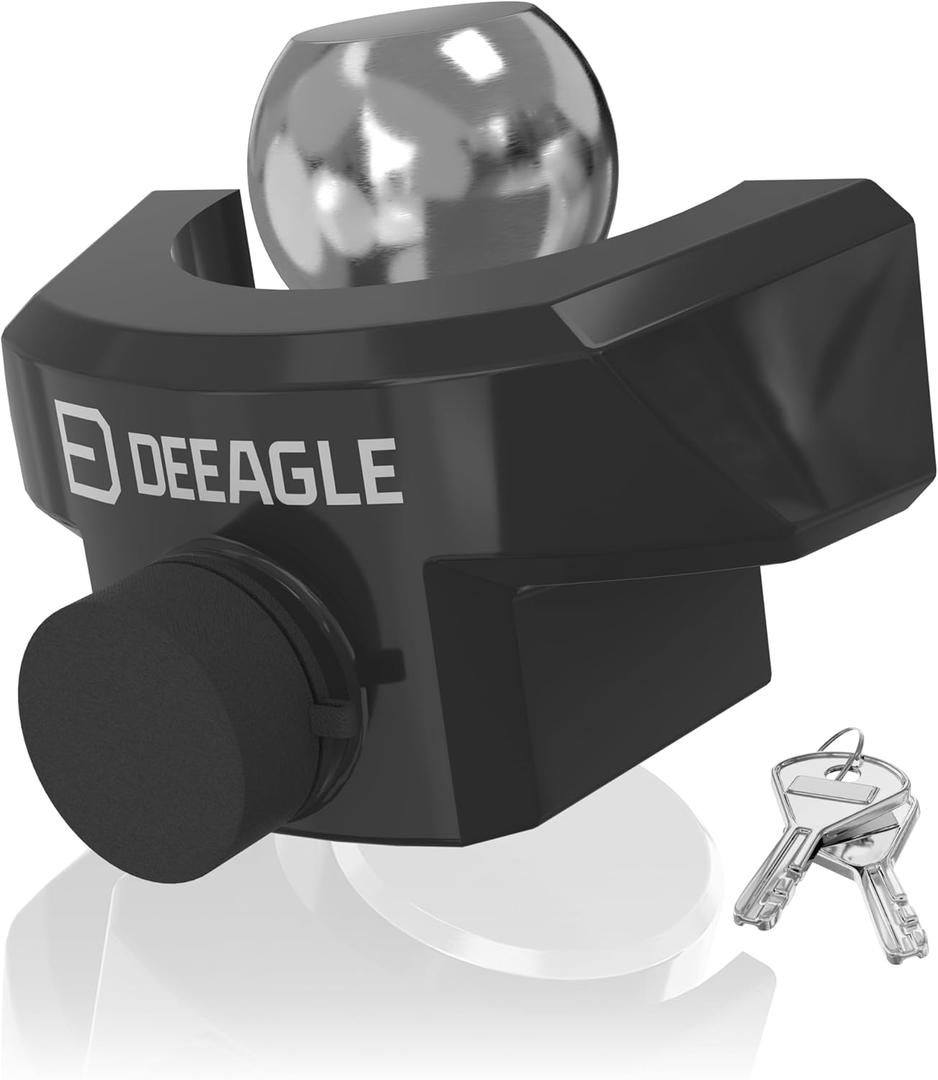 DEEAGLE Trailer Locks Ball Hitch, Heavy Duty Trailer Hitch Locks Fits 2-5/16 Couplers, Anti-Theft Ball Hitch Lock for RV Travel Trailer, Black