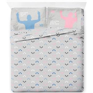 Jay Franco Kids Sheet Set with Fitted, Flat Sheets & Pillow Cover - Ultra-Soft Bedding with Pillowcase for Room Decor, Grey - Messi, 4 Piece Queen