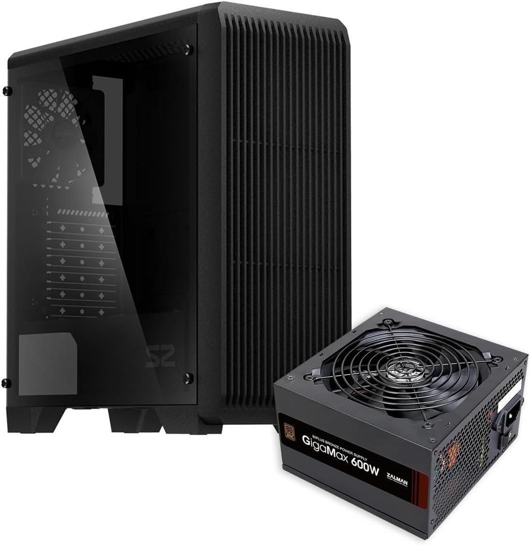 Zalman S2 TG ATX Mid Tower PC Case + 600W 80+ Plus Bronze Power Supply ATX PSU