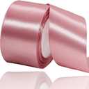 Rose Gold Satin Ribbon 2 Inches x 25 Yards, Solid Color Fabric Ribbon for Gift Wrapping, Crafts, Hair Bows Making, Wreath, Wedding Party Decoration and Sewing Projects