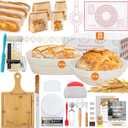 Aliggbent 40Pcs Sourdough Bread Baking Supplies, 10'' Round & Oval Banneton Bread Proofing Baskets with 24 oz Sourdough Starter Jar Kit, Digital Scale, Cutting Board, Knife, Bags  Bread Making Tools