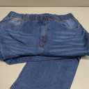 Mens Elastic Waist Jeans Relaxed Fit Stretch Denim Pants Straight Leg Jean with Zipper, Blue Medium