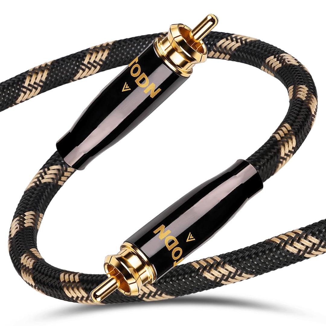 TODN HiFi Digital Coaxial Audio Cable for Audiophile 75-Ohm SPDIF Coax with O-C-C Core, Dual Shielded, 24K Gold-Plated Plug (3ft /1m)