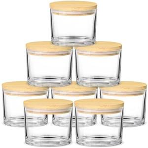 SUPMIND 12oz Candle Jars for Making Candles, 5 Pack Large Clear Glass Empty Candle Jars with Bamboo Lids, Wide Mouth Candle Container Bulk, Ideal for Candle Business