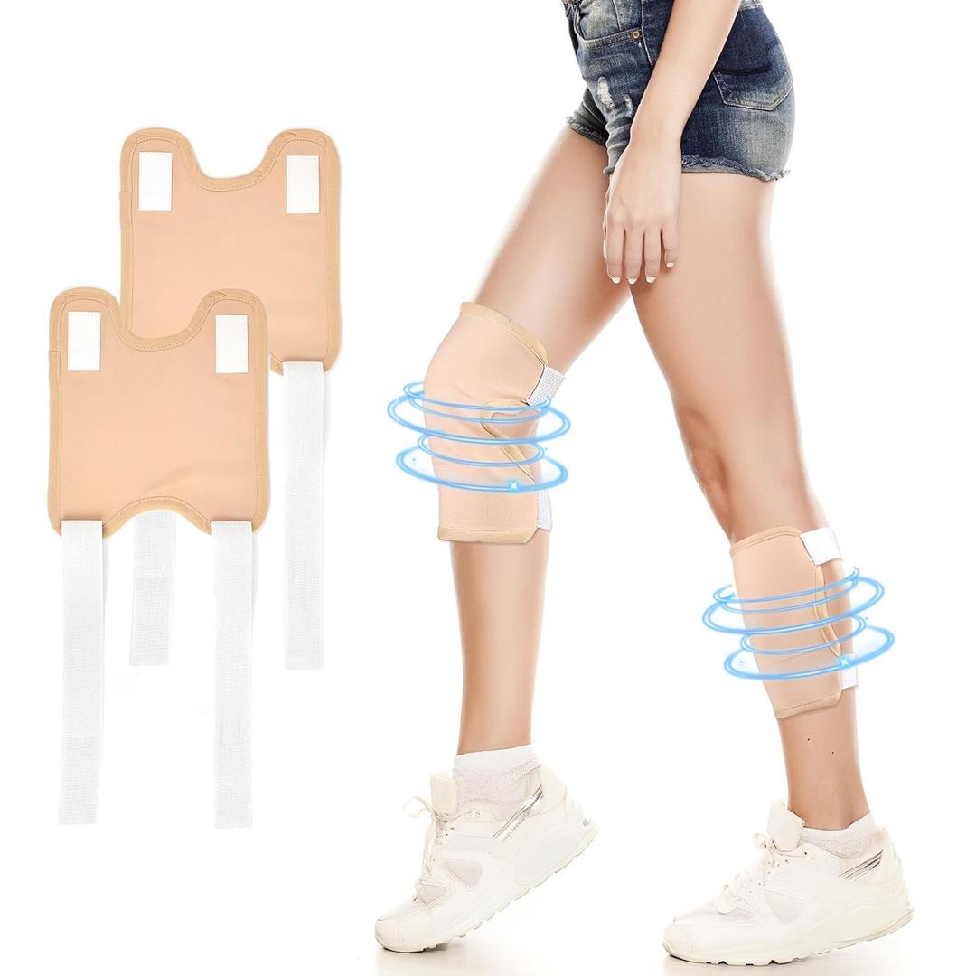YHOVID 2 Pack Castor Oil Pack Wrap, for Knee Elbow Arm Thigh, Organic Cotton Castor Oil Compress Pads Kit Reusable with Adjustable Velcro Elastic Strap, Waterproof & Anti Oil Leak