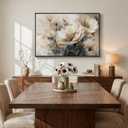 Framed Neutral Floral Wall Art for Modern Farmhouse Living Room, 24x36 In