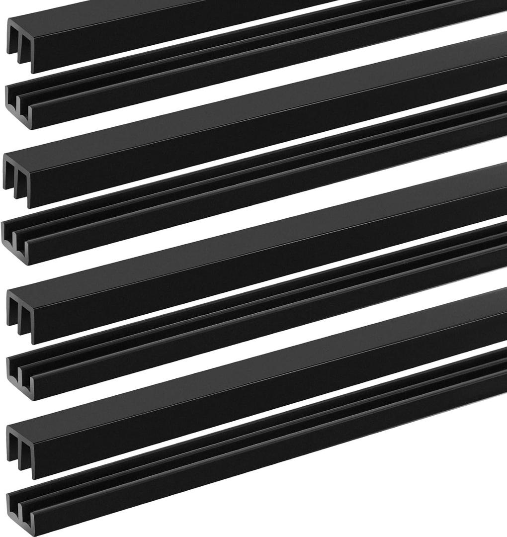 Landical 4 Sets 4FT Sliding Door Track for 1/8" Thick Panels Closet Glass Doors Plastic Cabinet Window Sliding Track (Black)