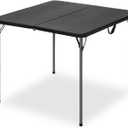 34" Square Folding Table for 4 Person, 330lbs Weight Capacity Foldable Table with HDPE Tabletop & Heavy-Duty Steel Legs, Large Portable Picnic Table for Indoor Outdoor Parties, Camping, Black, 34" x 34" x 28.54"