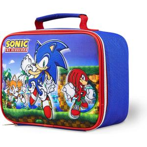 Sonic The Hedgehog Insulated Lunch Bag Cooler Bag Kids Lunch Box Travel School Supplies Gamer Gifts for Boys (Blue/Red)