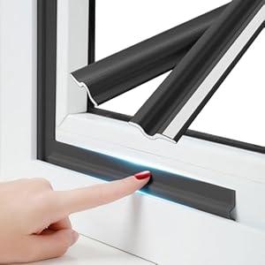 118 Inch Window Weather Stripping Door Seal Strip for Bottom and Side of Door, Self Adhesive PU Foam Weather Strip for Window and Door Insulation Soundproofing, Door Sweep for Interior Doors (Black)