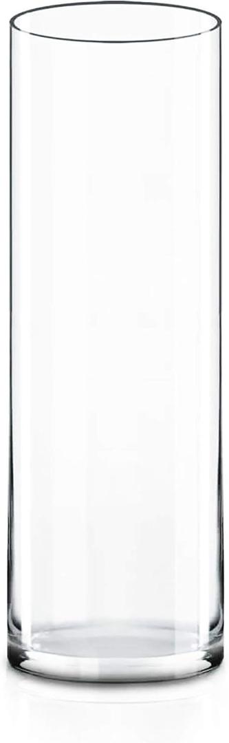 CYS EXCEL Cylinder Clear Glass Vase (H:20" D:6") | Multiple Size Choices Glass Flower Vase Centerpieces | Hurricane Floating Candle Holder Vase