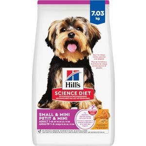 Hill's Science Diet, Small & Mini, Adult 1-6, Dry Dog Food, 7.03kg Hill's is Recommended by 9 out of 10 Canadian veterinarians. Formulated for Long & healthy Lives. Chicken Meal & Rice Recipe, BBD 04/2027
