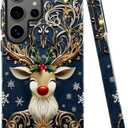 Case for Samsung Galaxy S25 Ultra,Camera Protection Soft Glossy Phone Case - Christmas Reindeer Golden