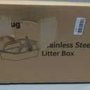 Stainless Steel XL Cat Litter Box for Cats, High-Sided Design Prevents Urine Leakage, Non-Stick, Easy to Clean, Includes Scoop, Gray XL 2 Pack