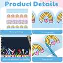 AmazingSpark 4 Rolls 118 ft School Bus Bulletin Board Borders Rainbow Crayon Bulletin Board Borders Pencil Grid Pattern Classroom Border Trims for Back to School Office Chalkboard Wall Decor