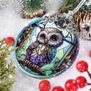 Jocidea Owl Christmas Ornaments - Owl Hanging Ornament - Owl Christmas Decor - Owl Suncatchers for Windows - Christmas Owl Gifts - Owl Lovers Gifts - Owl Ornaments for Christmas Tree