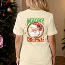 Christmas Shirts for Women Merry Christmas Vintage Santa Claus Graphic Tee Shirt Xmas Tree Holiday Tops (Yellow, XXL)