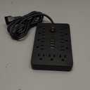 6 FT Flat Plug Surge Protector Power Strip,11 Multiple AC Outlets with 6 USB Ports (2 USB C), 6 Feet Extension Cord, 1250W/10A, One Touch Switch Button, 17 in 1 Compact powerstrip