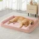 BFPETHOME Dog Beds for Large Dogs, Orthopedic Dog Bed for Medium Large Dogs,Big Waterproof Couch Pet Bed with Removable Washable Cover, 36"l x 27"w x 6.5"th, Pink 