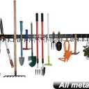 YueTong 68" All Metal Garden Tool Organizer, Adjustable Garage Wall Organizers and Storage, Heavy Duty Wall Mount Holder with Hooks for Broom, Rake, Mop, Shovel(4 Pack)