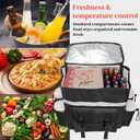 Food Delivery Backpack, Insulated Reusable Pizza Delivery Bag with 4 Cup Holder, Waterproof Thermal Catering Bags Reflective Strip for Delivery Bike, Hot Cold Food, Camping