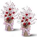 DR.DUDU 2 Pack 14 Inch Valentine Tree with Pink & Red Heart, Valentine's Day Table Decorations for Home, Artificial Trees Mantel, Tabletop Centerpiece Décor